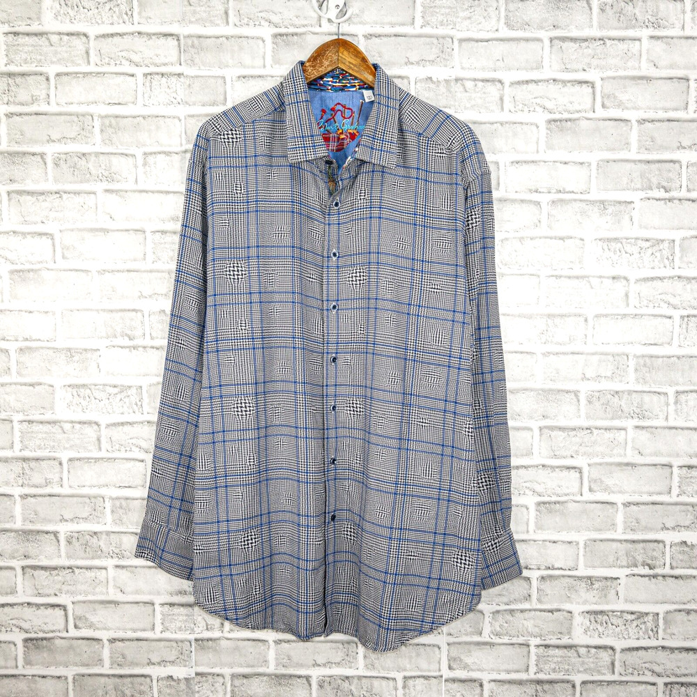Robert Graham Men's Button up Shirt Gray Glen Houndstooth 2XL